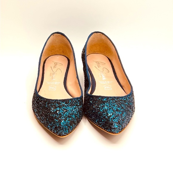 ANA SAENZ Spanish Made Gorgeous Glittery Blue Flats size 37, US 7 - Picture 5 of 7
